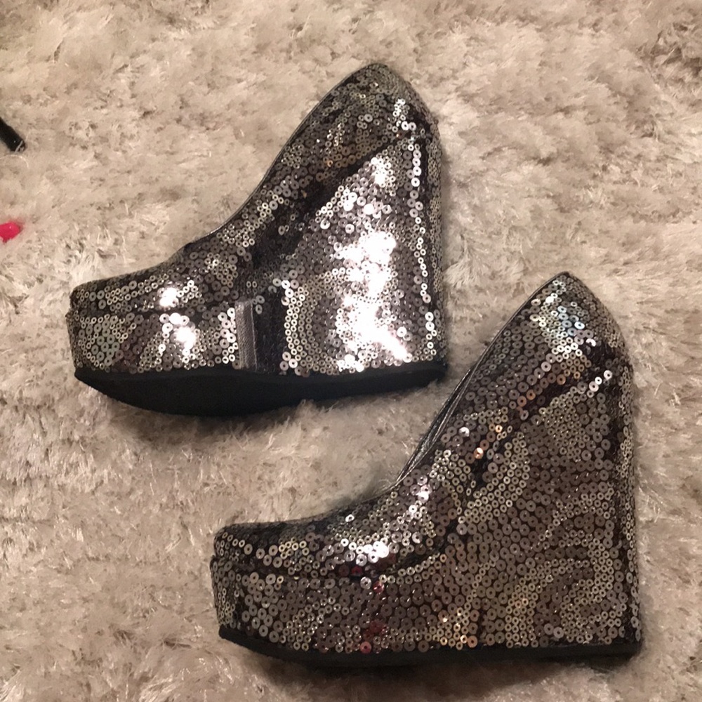 New Walter Steiger Sequin Platform Silver 37.5 - image 3